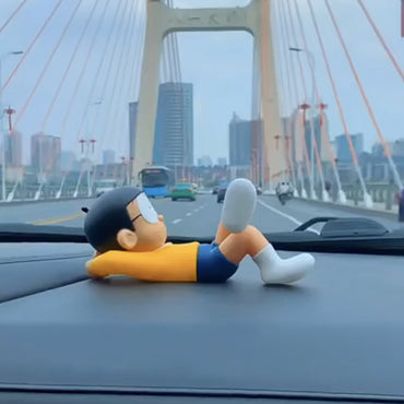Doraemon Nobita Sleeping Car Dashboard Toy | Cute Anime Car Decoration | Kawaii Dashboard Showpiece (18cm)