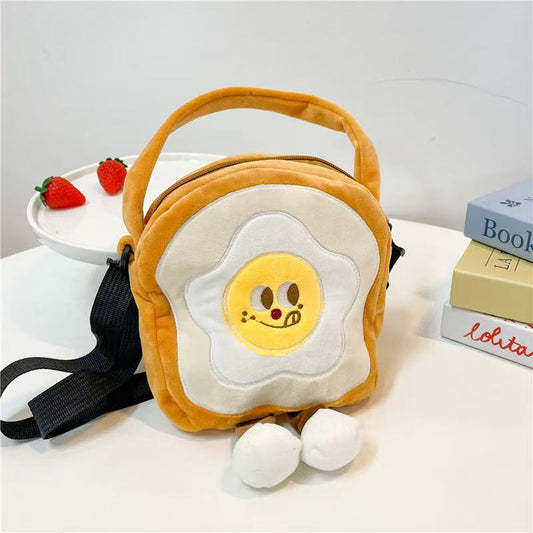 Kawaii Food Plush Sling Bag for Kids & Girls – Cute Hamburger, Fries, Toast & Drink Soft Mini Shoulder Bag