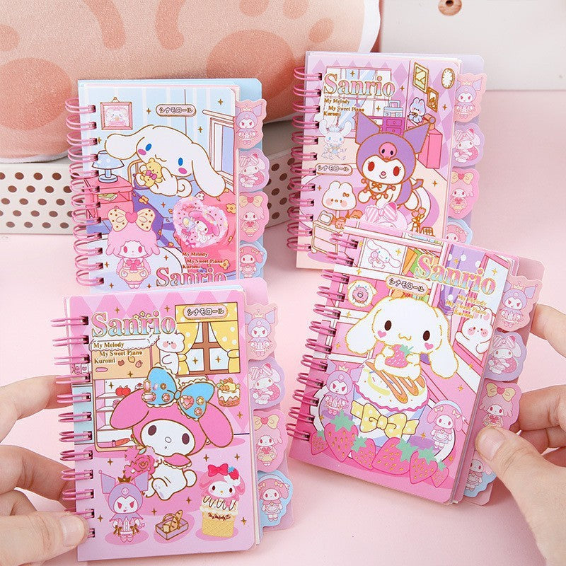Sanrio Kawaii Mini Diary Set of 4 (Random Design) | Cute Spiral Notebooks for Kids & Gifts