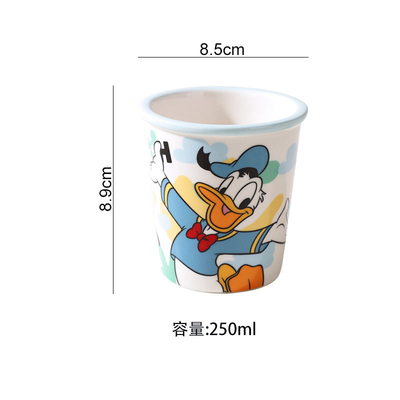 Disney Mickey Mouse, Minnie Mouse, Daisy Duck & Donald Duck Ceramic Coffee Mug Set of 4 – 250ml Cute Cartoon Cups