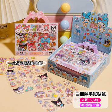 Sanrio Kawaii Sticker Pack Set (Pack of 6) – Cute My Melody, Kuromi & Pastel Decorative Scrapbook Stickers for Journaling, DIY Crafts, Laptop, Phone & Stationery