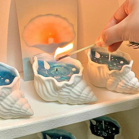 Aesthetic Seashell Scented Candle for Room Decor | Handmade Decorative Aromatherapy Candle Gift