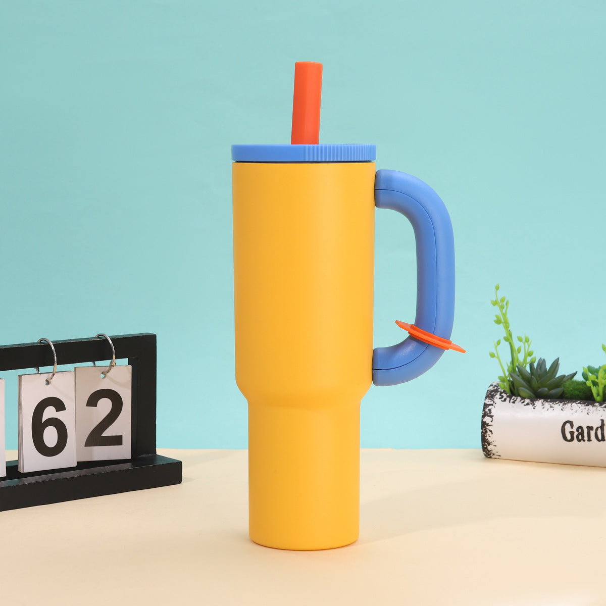 Kawaii Pastel Large Handle Straw Tumbler Cup (Single Piece)
