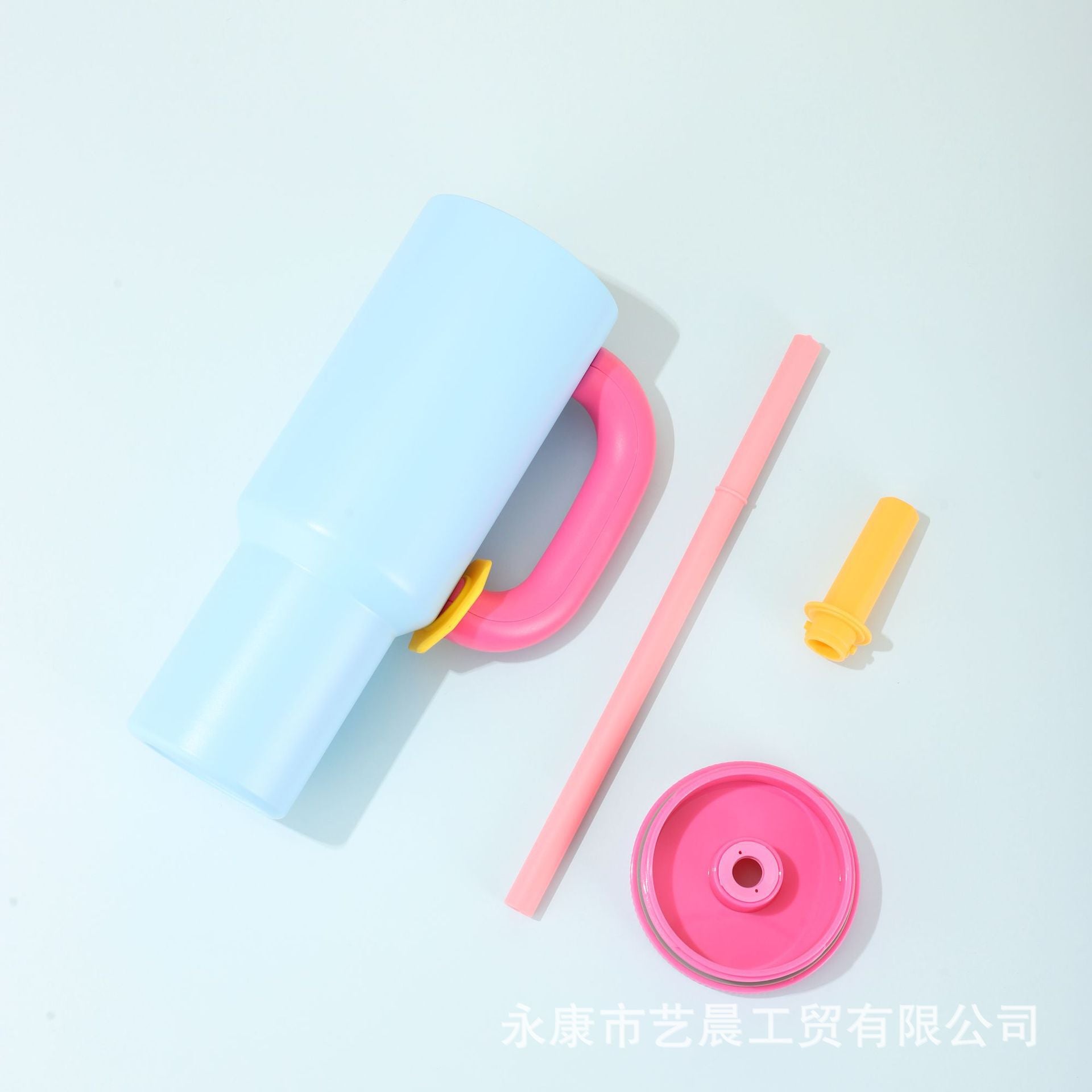 Kawaii Pastel Large Handle Straw Tumbler Cup (Single Piece)
