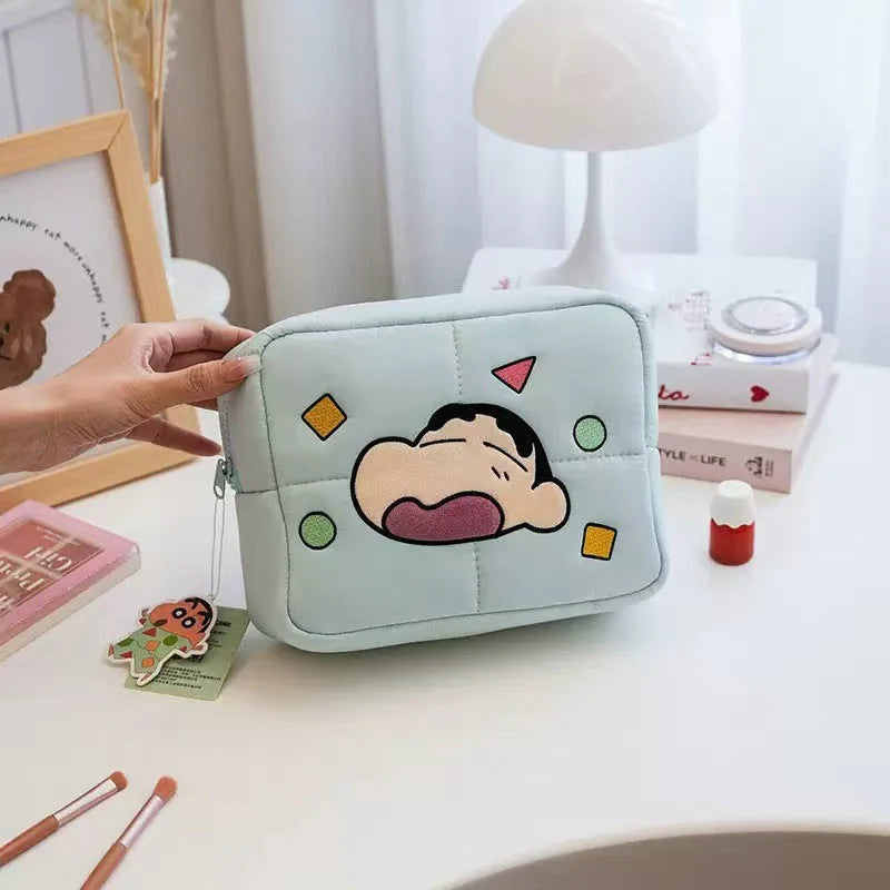 Shinchan Cartoon Cosmetic Pouch | Cute Kawaii Multipurpose Makeup & Stationery Storage Bag (Random Design)