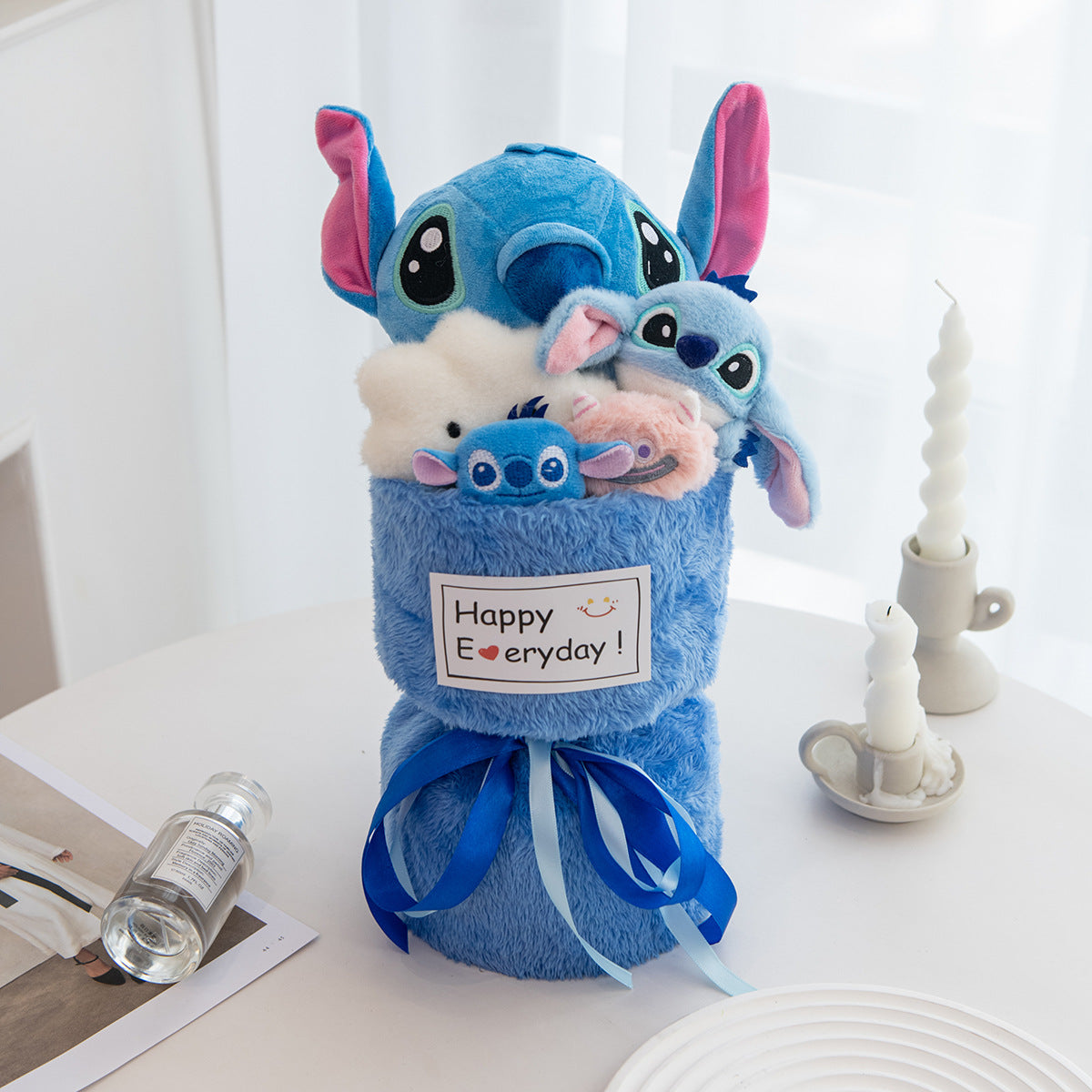 Stitch Plush Toy Bouquet | Cute Blue Cartoon Soft Toy Bouquet | Kawaii Birthday Gift for Kids, Girls & Stitch Lovers