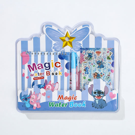 Kawaii Magic Water Coloring Book Set with Refillable Pen – Reusable No-Mess Painting Activity Book for Kids & Toddlers
