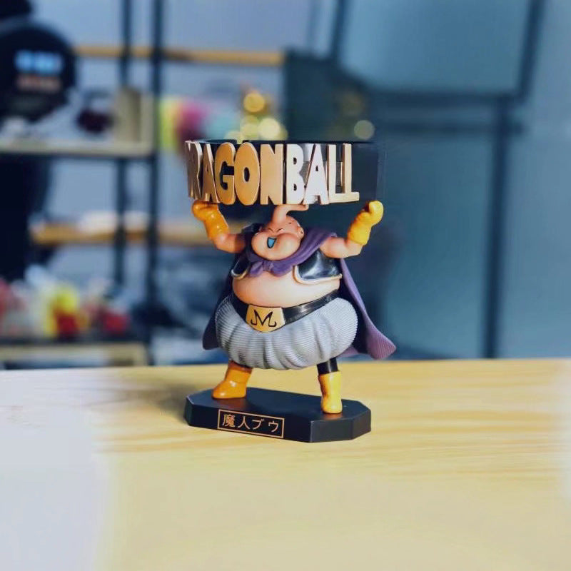 Dragon Ball Z Majin Buu (Fat Buu) Standing Ashtray with Storage Box – Anime Collectible Ash Tray Figure | DBZ Smoking Accessory | Cartoon Resin Desk Decor