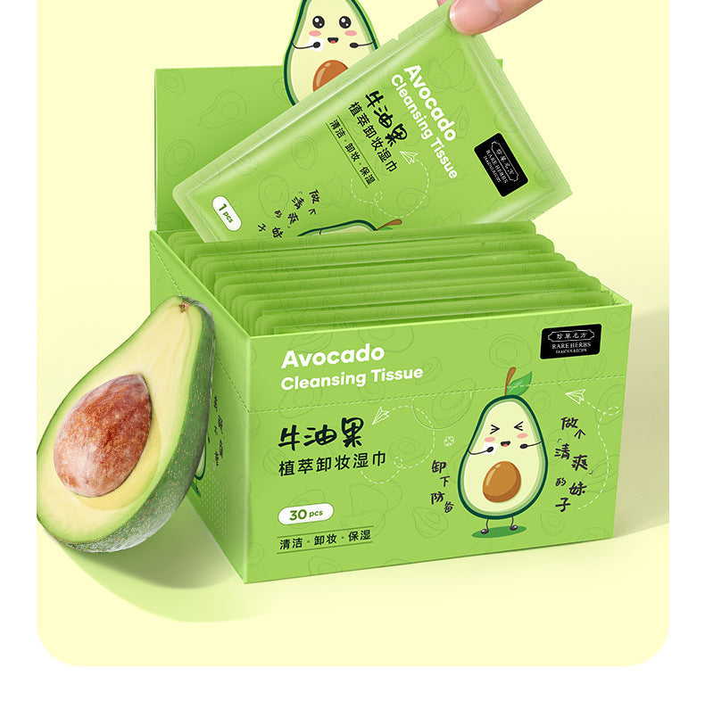 Avocado Makeup Remover Wipes – 50 Sheets | Gentle Cleansing & Hydrating Facial Wipes