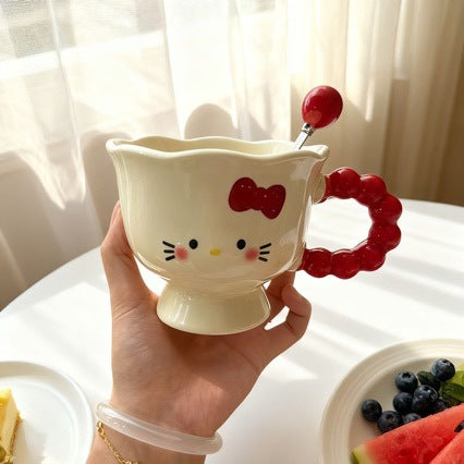 Hello Kitty 3D Ceramic Coffee Mug with Red Bow Handle & Gift Box | Cute Kawaii Cup for Girls