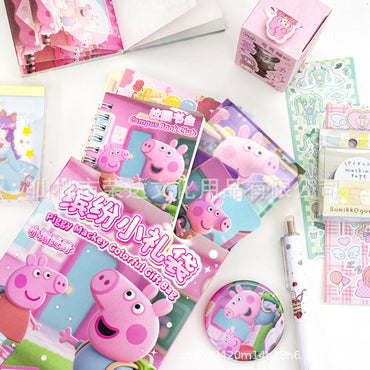 Peppa Pig Blind Box Stationery Gift Bag – Kawaii Surprise School Kit (8–10 Cute Items Inside)