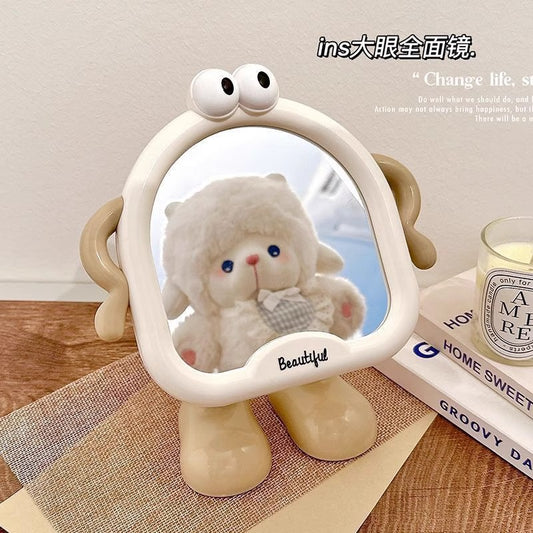 Cute Cartoon Standing Table Mirror with Legs – Kawaii Makeup Mirror for Desk | Aesthetic Vanity Mirror for Girls Room Decor