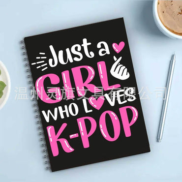 Just A Girl Who Loves K-Pop Spiral Notebook – A5 Cute Korean Aesthetic Diary | 100 Pages (50 Sheets) Kpop Journal for Girls & Teens