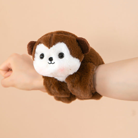 Cute Monkey Plush Slap Bracelet – Soft Stuffed Animal Wristband Toy for Kids & Girls | Kawaii Monkey Hand Band