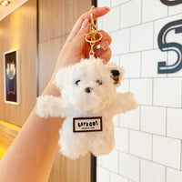 Kawaii Coffee Bear Plush Keychain | Cute Teddy Bag Charm | Soft Fluffy Key Ring for Girls