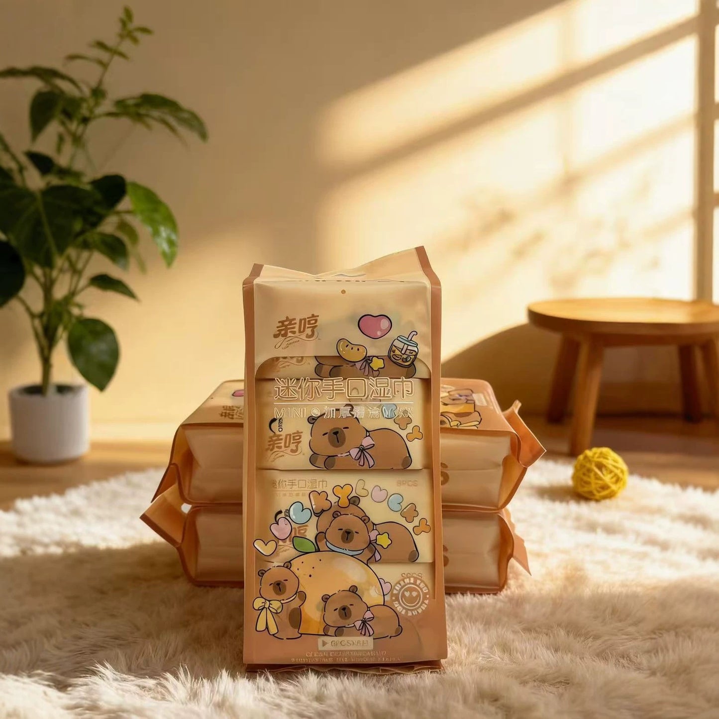 Kawaii Mini Pocket Wet Wipes Set – 8 Packs x 8 Sheets | Cute Cartoon Portable Travel Wet Tissues | Soft Disposable Pocket Wipes for Kids, School, Office & Travel