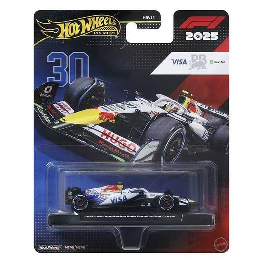 Hot Wheels Premium 2025 F1 Visa Cash App RB Formula One Team Car #30 – 1:64 Diecast Metal Model with Real Riders