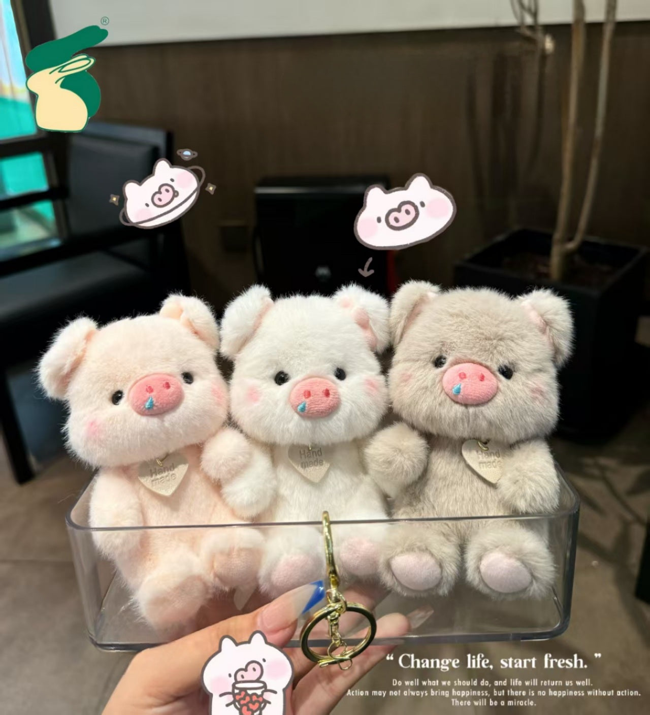 Kawaii Pig Plush Keychain – Cute Mini Piggy Soft Toy Keyring for Bags, Cars & Gifts