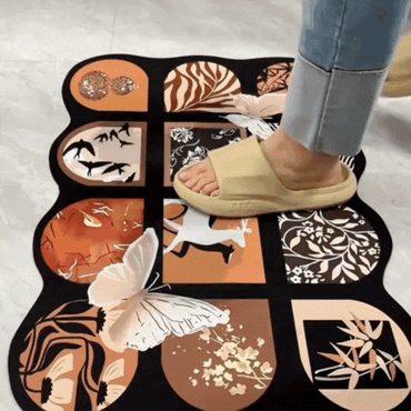 Modern Abstract Butterfly Floral Door Mat | Luxury Anti-Slip Entrance Rug | Decorative Living Room, Bedroom & Entryway Floor Mat