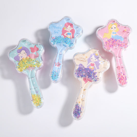 Kawaii Little Mermaid Glitter Hair Brush for Girls – Cute Star-Shaped Detangling Comb