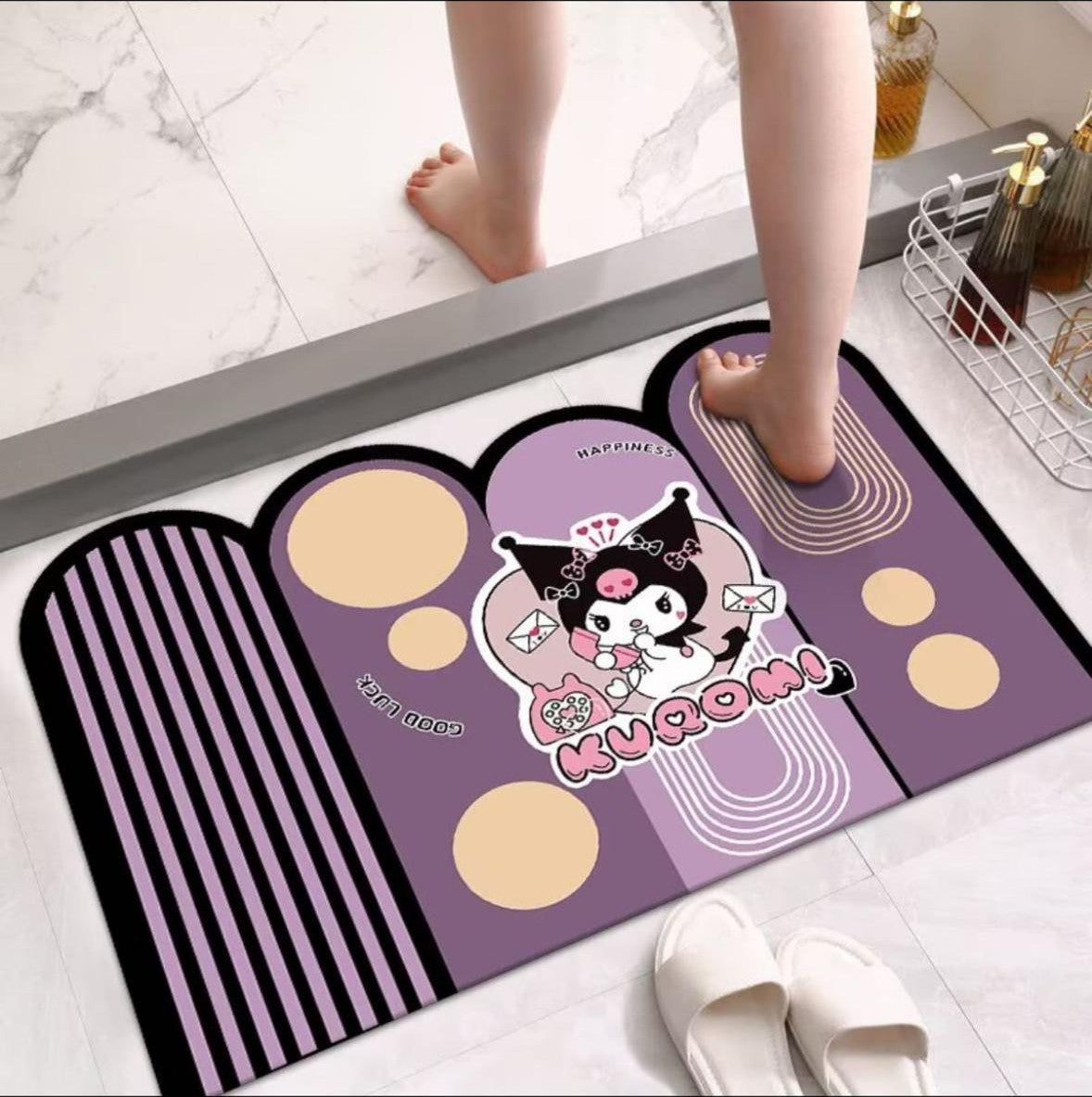Kuromi Kawaii Anti-Slip Bathroom Floor Mat | Cute Sanrio Bath Mat for Bathroom, Bedroom & Entryway | Soft Absorbent Non-Skid Floor Rug