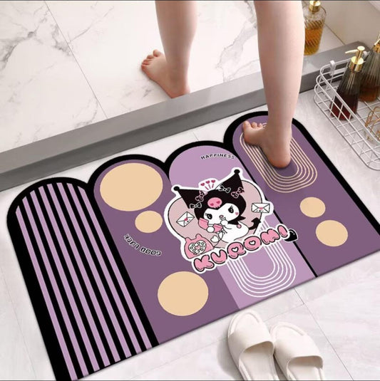 Kuromi Kawaii Anti-Slip Bathroom Floor Mat | Cute Sanrio Bath Mat for Bathroom, Bedroom & Entryway | Soft Absorbent Non-Skid Floor Rug