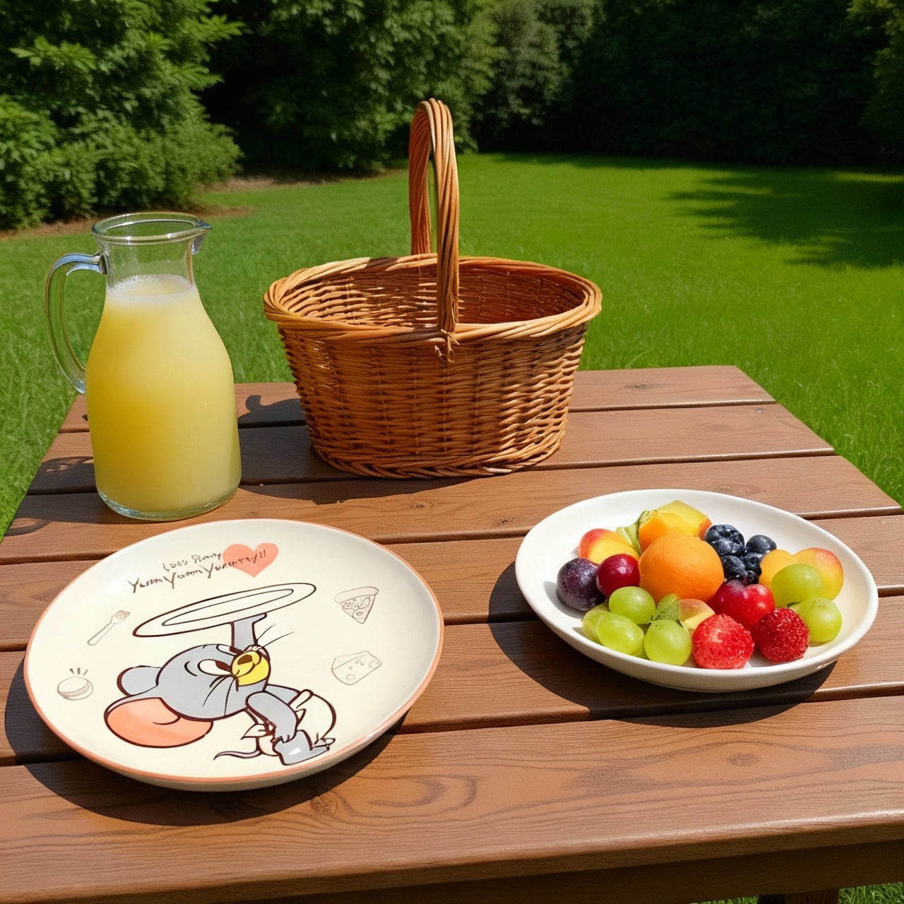 Tom & Jerry Cartoon Ceramic Snack Plate Set – Cute Kids Dessert Plate, Breakfast Plate, Serving Dish for Home, Kitchen & Gifts (Set of 2)