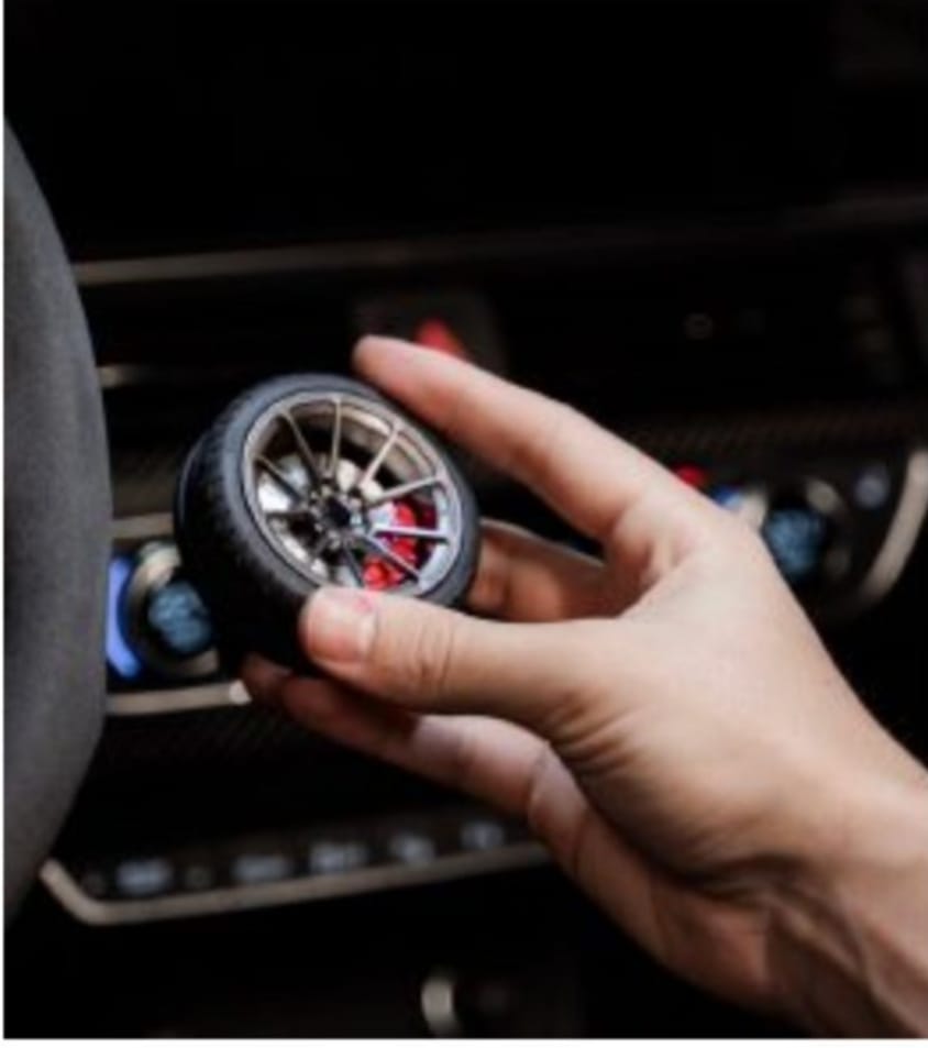 Sports Car Tire Air Freshener for Car – Premium Wheel Design Car Perfume | Rotating Alloy Rim Air Freshener | Long Lasting Fragrance Car Accessory