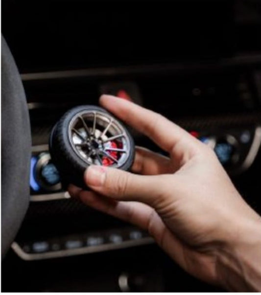 Sports Car Tire Air Freshener for Car – Premium Wheel Design Car Perfume | Rotating Alloy Rim Air Freshener | Long Lasting Fragrance Car Accessory