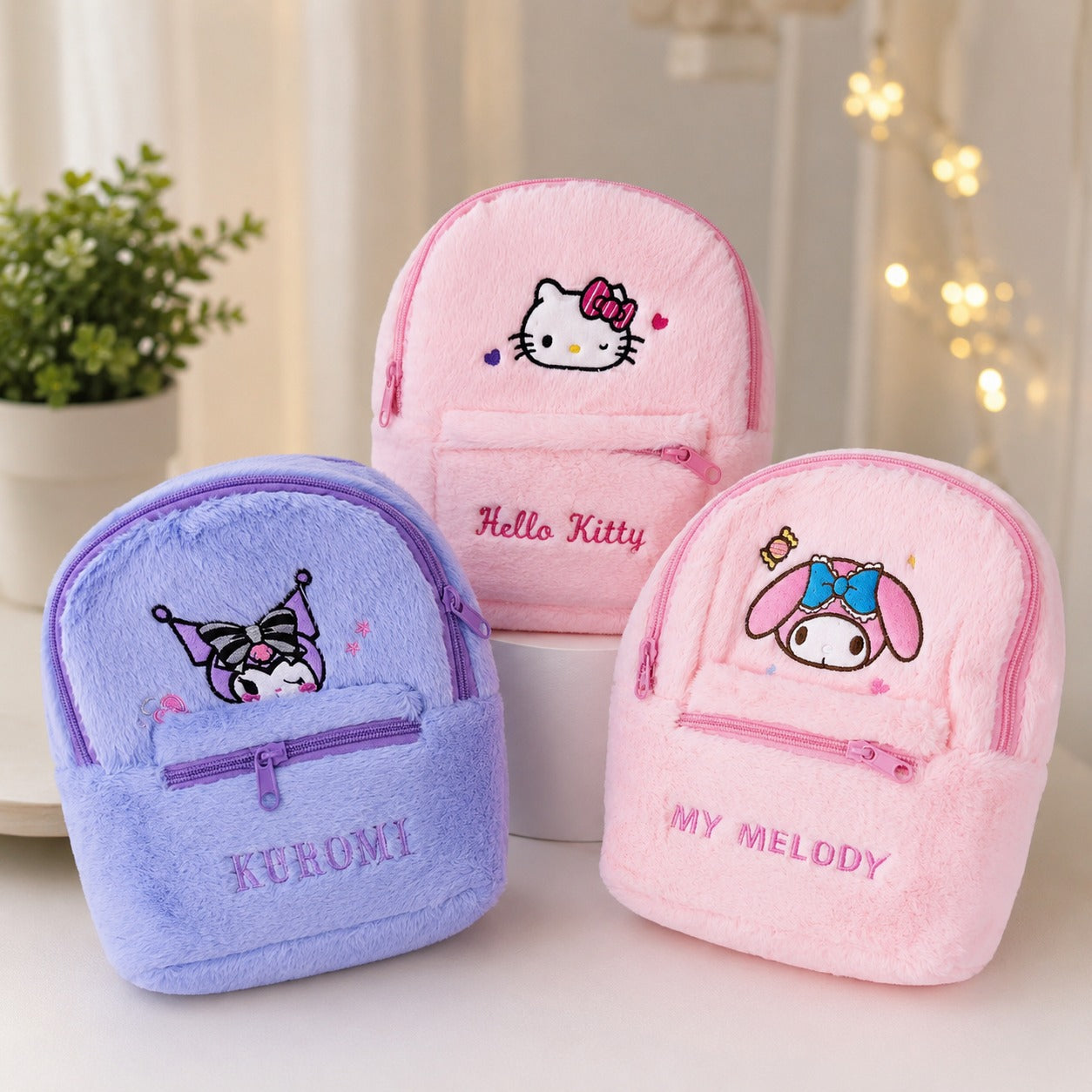 Cute Plush Mini Backpack for Girls – Hello Kitty, Kuromi & My Melody S – Kawaii Store
