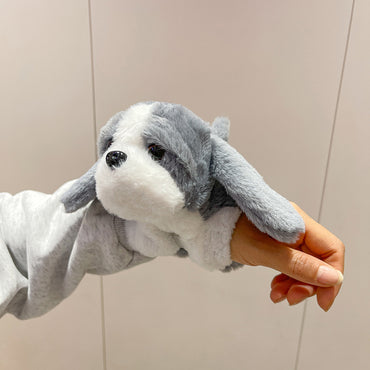 Kawaii Grey & White Puppy Plush Toy – Cute Fluffy Dog Soft Toy for Kids, Girls, Dog Lovers & Gifting