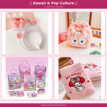 Kawaii Surprise Gift Hamper for Girls & Teens | Decorative Charger Cover, Mini Plush Backpack, Soft Hand Towel & Collectible Gift Set | Cute Aesthetic Gift Box