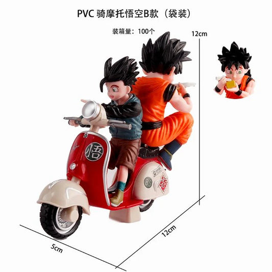 Kid Goku Scooter Figure – Dragon Ball Anime PVC Action Figure with Vespa Bike | Cute Goku Collectible Statue (12 cm)