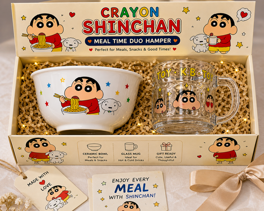 Crayon Shinchan Meal Time Duo Hamper – Bowl & Glass Combo