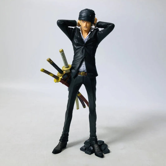 One Piece Roronoa Zoro Black Suit Action Figure – Anime PVC Collectible Statue | Three Sword Style Swordsman Figurine | Premium Desk Decor, Display Model & Gift for One Piece Fans (Approx. 28-30 cm)