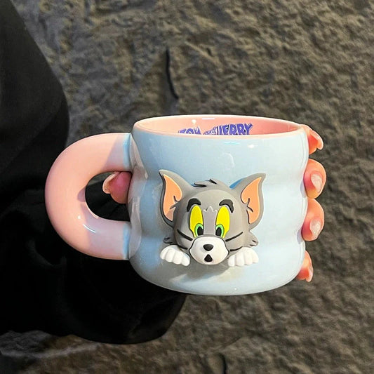 Cute Magnetic Tom & Jerry Mug with Charm | Kawaii Cartoon Detachable Cup Decor Accessory for Coffee & Tea Mugs
