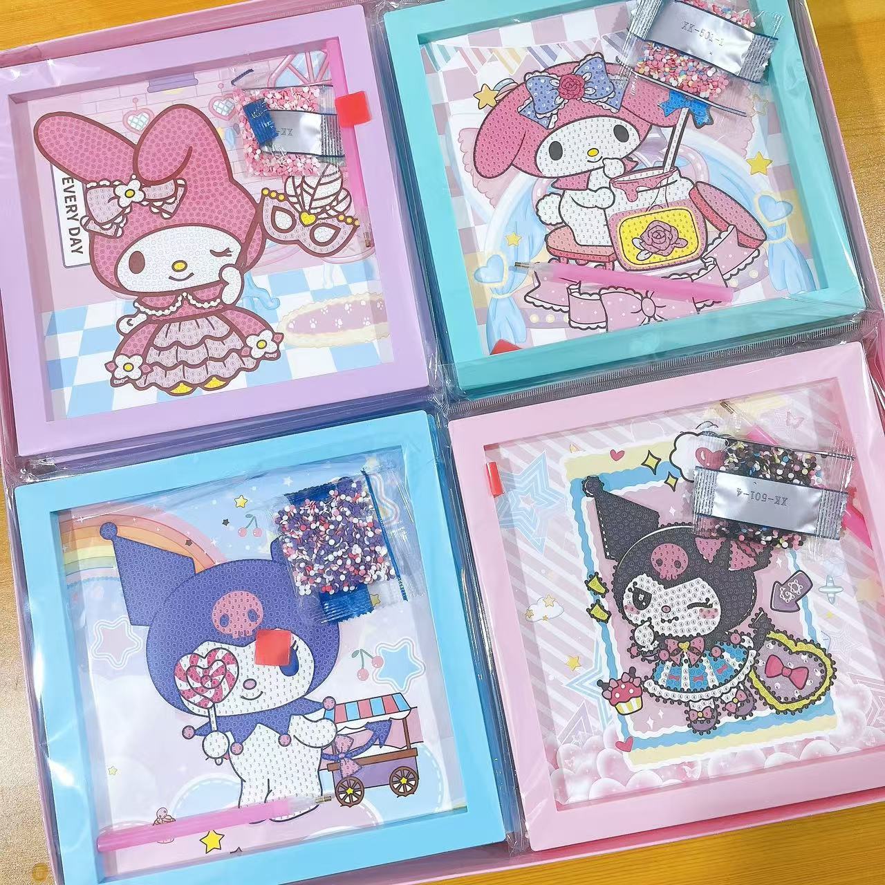 New 20x20 Cartoon Photo Frame Diamond Painting Kit – DIY Handmade Diamond Sticker Material Package for Kids – Perfect Gift Idea (Pack of 4)