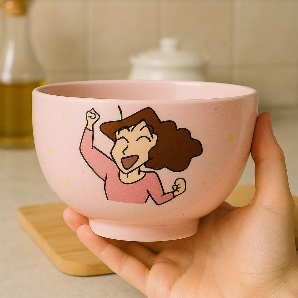 Crayon Shinchan Ceramic Bowl (1 Piece) – Cute Cartoon Anime Soup, Rice, Snack & Noodle Bowls | Premium Kawaii Dinnerware for Kids & Adults