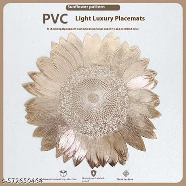 Golden Sunflower PVC Placemat 38cm – Luxury Flower-Shaped Table Mat for Dining Table, Kitchen & Home Décor
