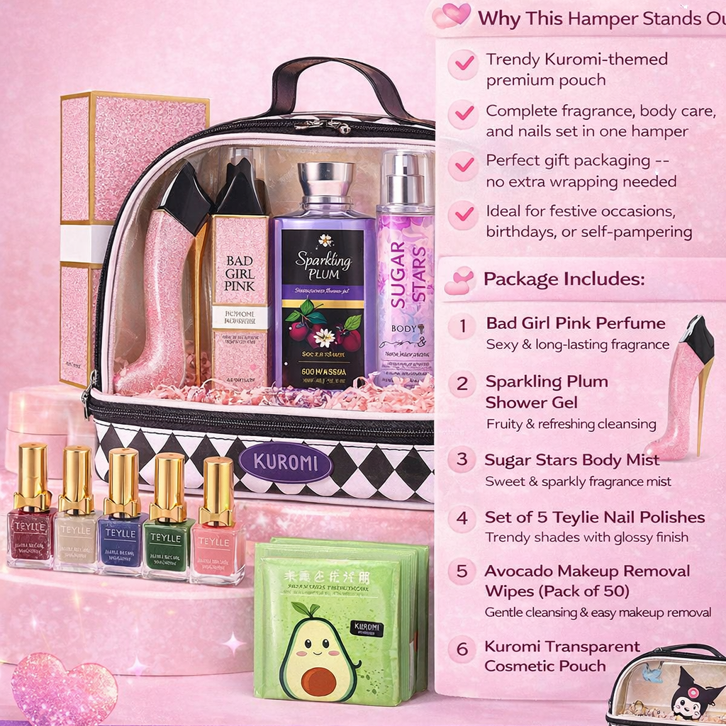 Premium Beauty Glow Hamper 💖 (Fragrance, Nails & Skincare Set)