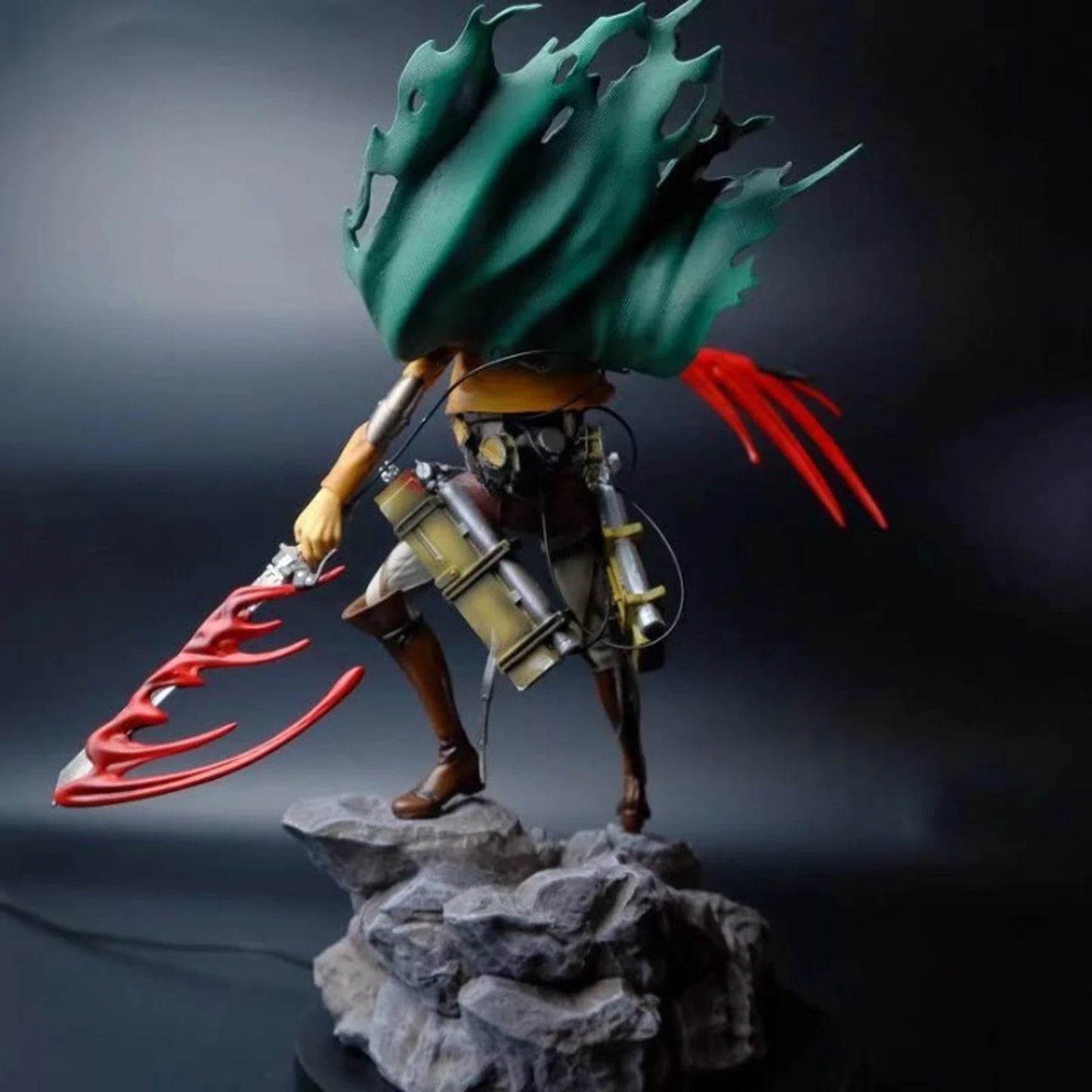 Attack on Titan Levi Ackerman Resin Statue Figure with Blood Effect & Rock Base | Captain Levi Survey Corps Anime Collectible Action Figure | Premium AOT Display Model for Collectors & Gifts