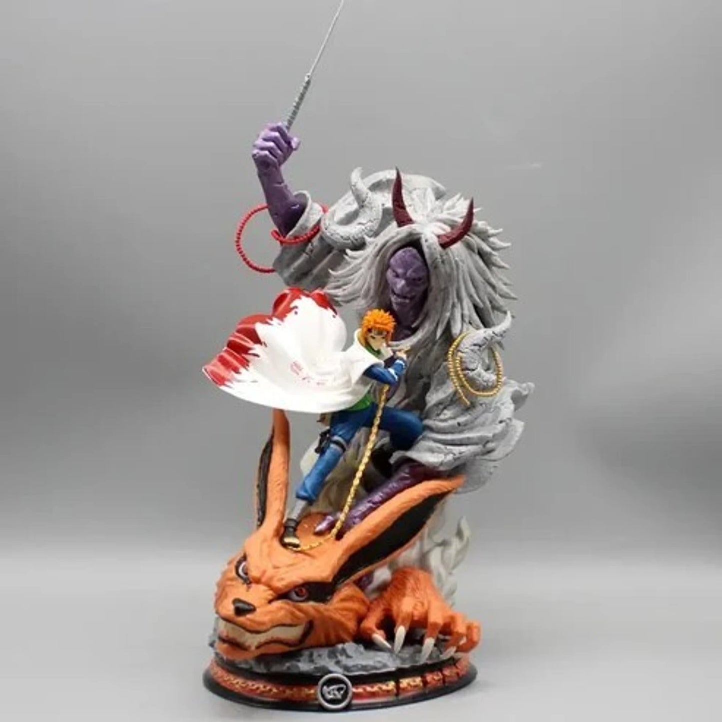 Naruto Minato Namikaze vs Kurama & Shinigami Resin Statue | Fourth Hokage Anime Action Figure | Naruto Shippuden Premium Collectible Display Model