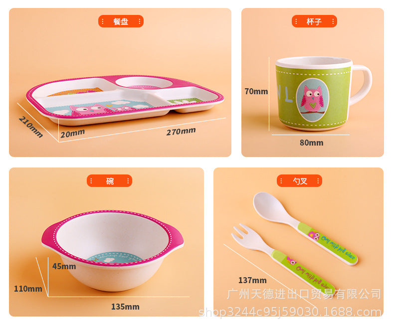 Bamboo fiber children's tableware set
