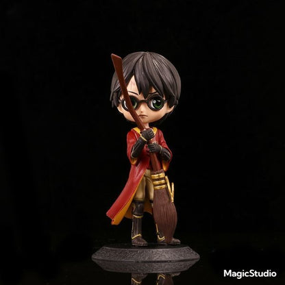 22 cm Harry Potter Action Figure with Broomstick – Cute Anime Style Wizard Collectible Toy | Desk Decor | Gift for Potter Fans