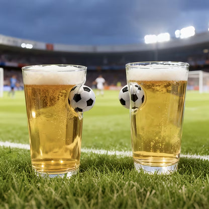 Football Handle Glass 550ml | Unique Soccer Ball Grip Drinking Glass for Cold Drinks, Juice & Mocktails