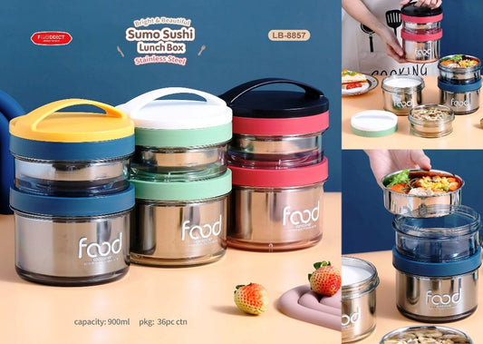 stainless steel single and double layer portable soup cup can be heated by electric furnace, can be water-proof and heat-insulated, sealed student lunch box
