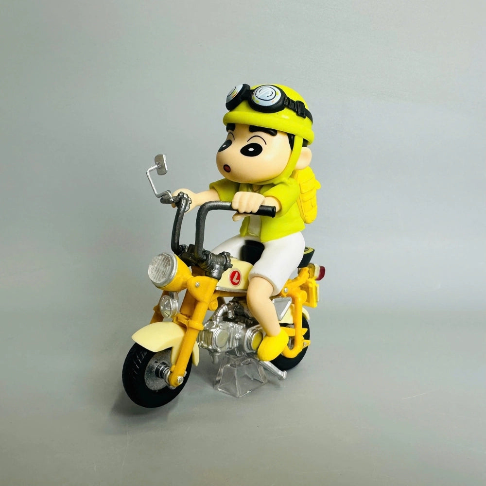 Shinchan Motorcycle Action Figure Toy | Crayon Shin-chan Riding Bike Collectible Figurine | Cute Anime Cartoon Showpiece Gift