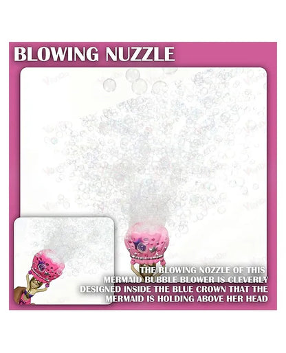 Mermaid Bubble Blower Toy for Kids – Pink Princess Mermaid Bubble Maker with Crown Design, Automatic Bubble Blowing Toy, 35 cm