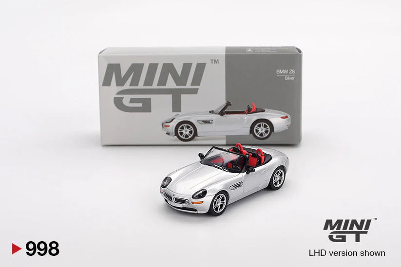 MINI GT #998 BMW Z8 Silver 1:64 Scale Diecast Model Car in Box | Premium Collectible Die Cast Car Toy