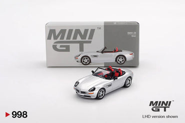 MINI GT #998 BMW Z8 Silver 1:64 Scale Diecast Model Car in Box | Premium Collectible Die Cast Car Toy
